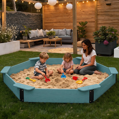 Large HDPE Sandbox with Cover & Liner - Aruba Blue - Photo 4