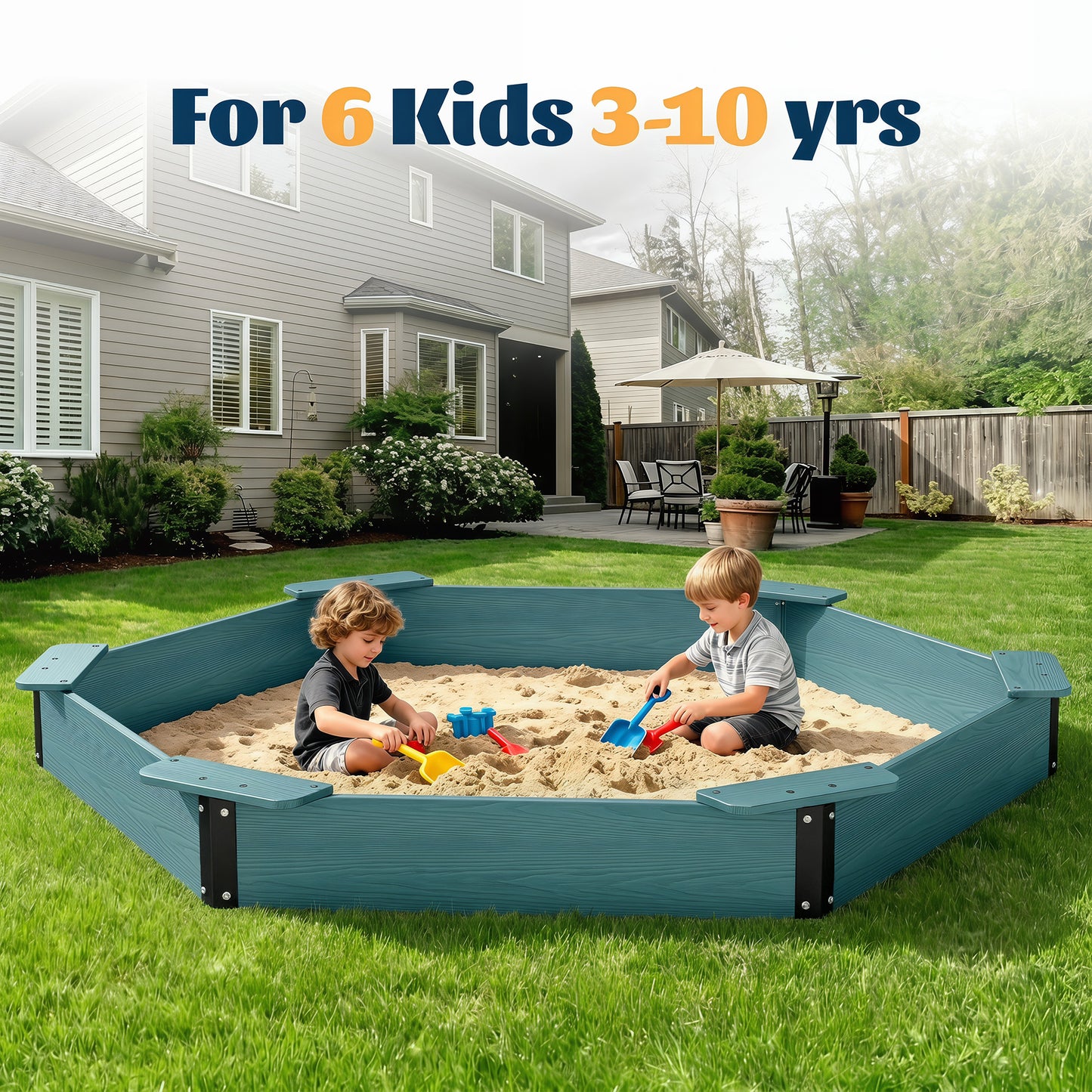 Large HDPE Sandbox with Cover & Liner - Aruba Blue - Photo 5