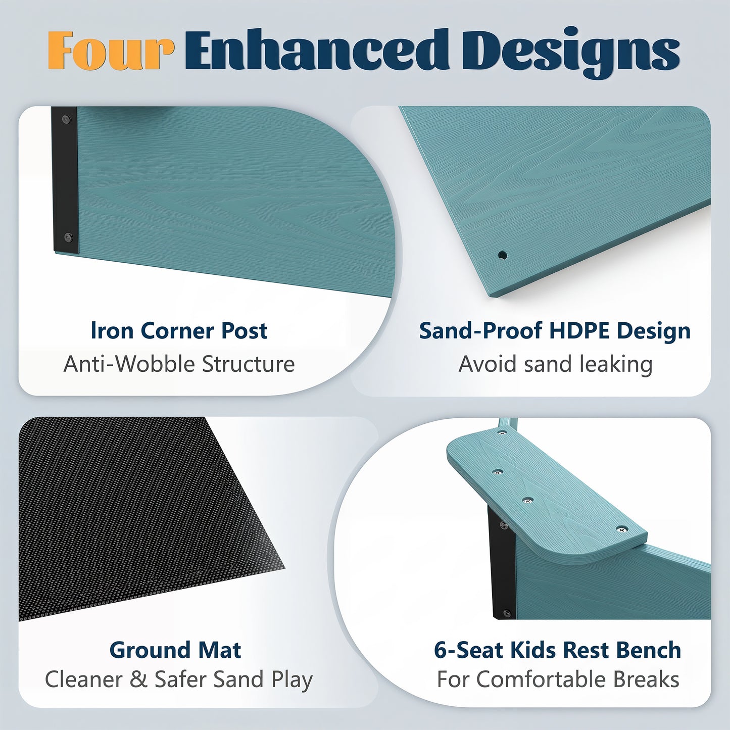 Large HDPE Sandbox with Cover & Liner - Aruba Blue - Photo 7