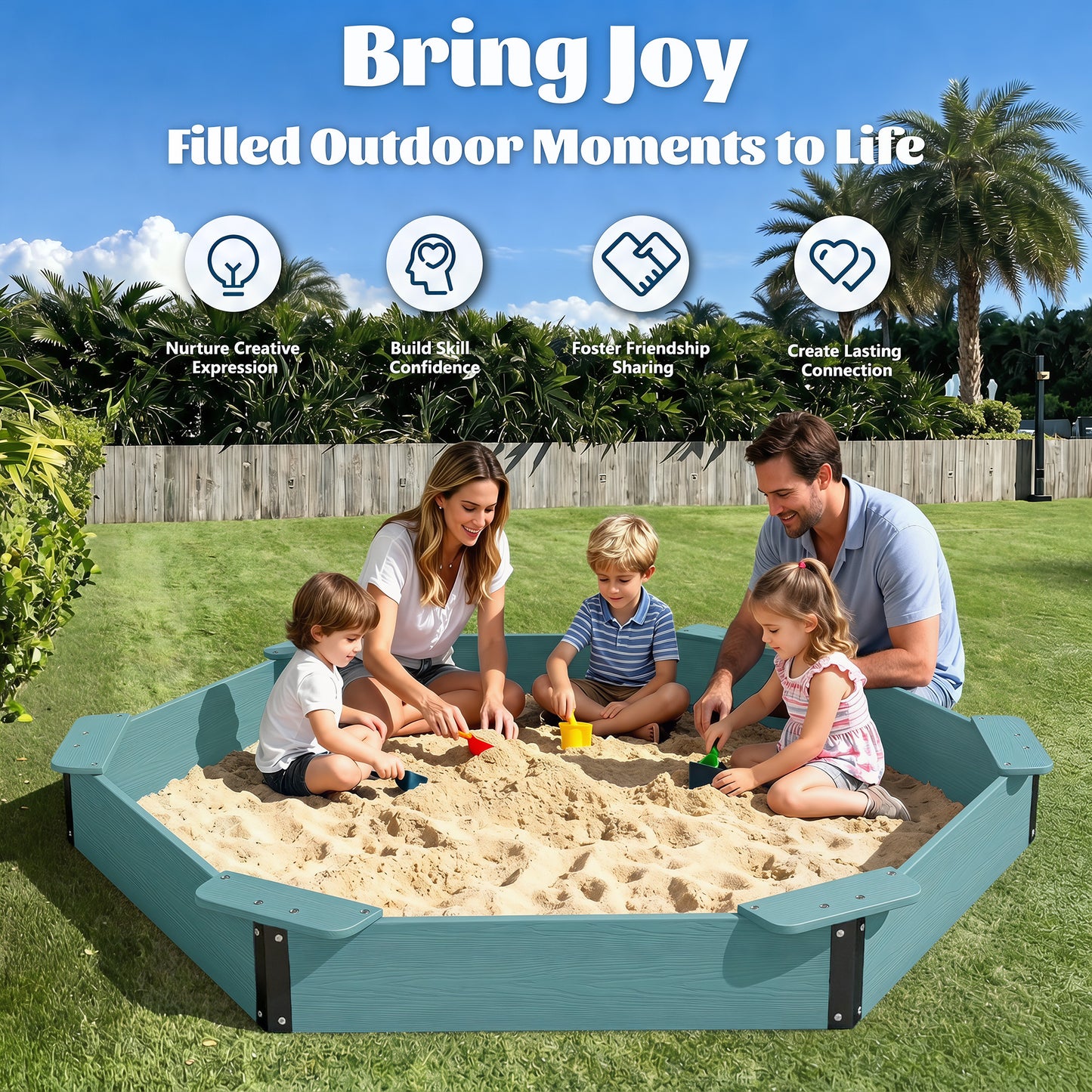 Large HDPE Sandbox with Cover & Liner - Aruba Blue - Photo 8