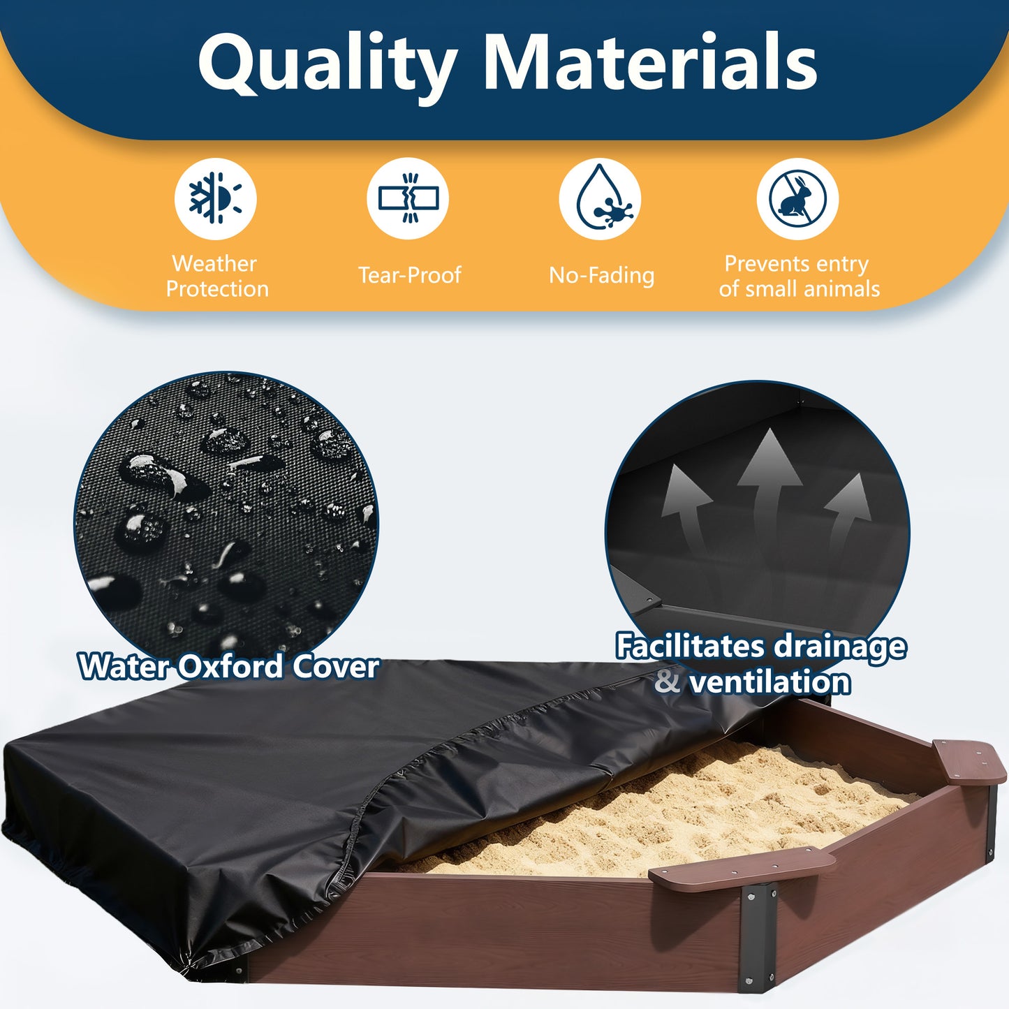 Large HDPE Sandbox with Cover & Liner - Coffee - Photo 3