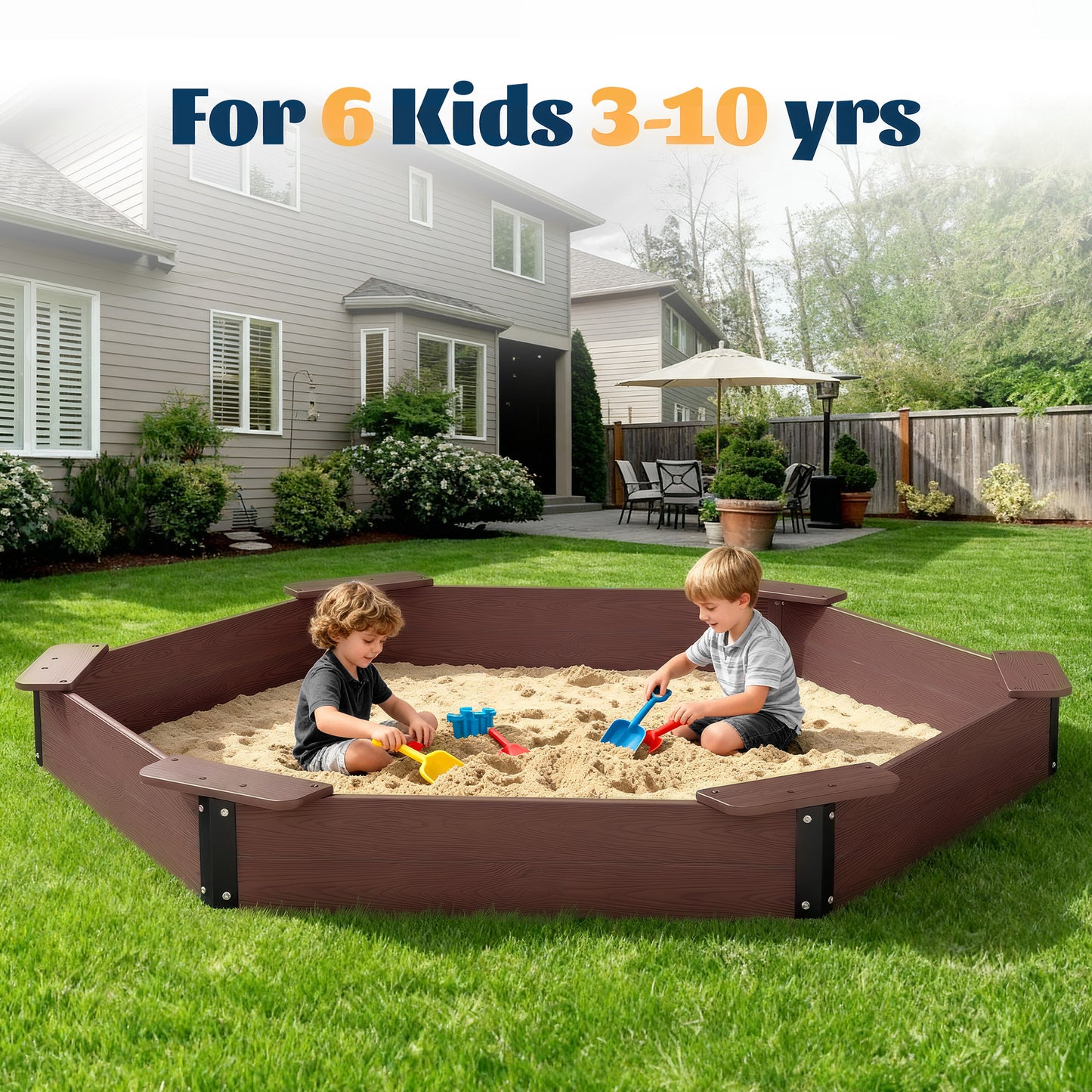 Large HDPE Sandbox with Cover & Liner - Coffee - Photo 5