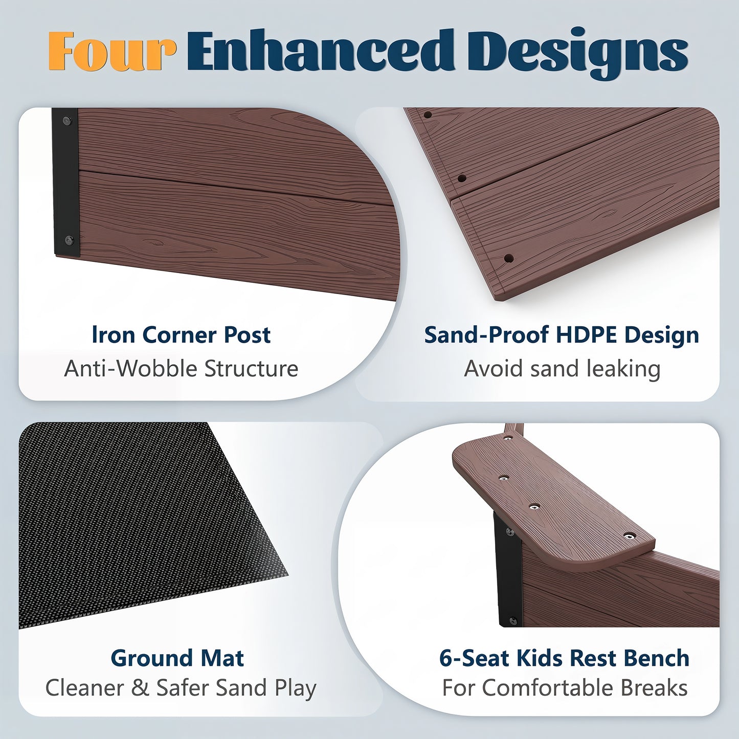 Large HDPE Sandbox with Cover & Liner - Coffee - Photo 7