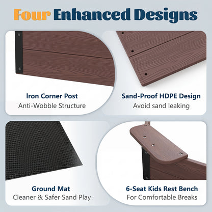 Large HDPE Sandbox with Cover & Liner - Coffee - Photo 7