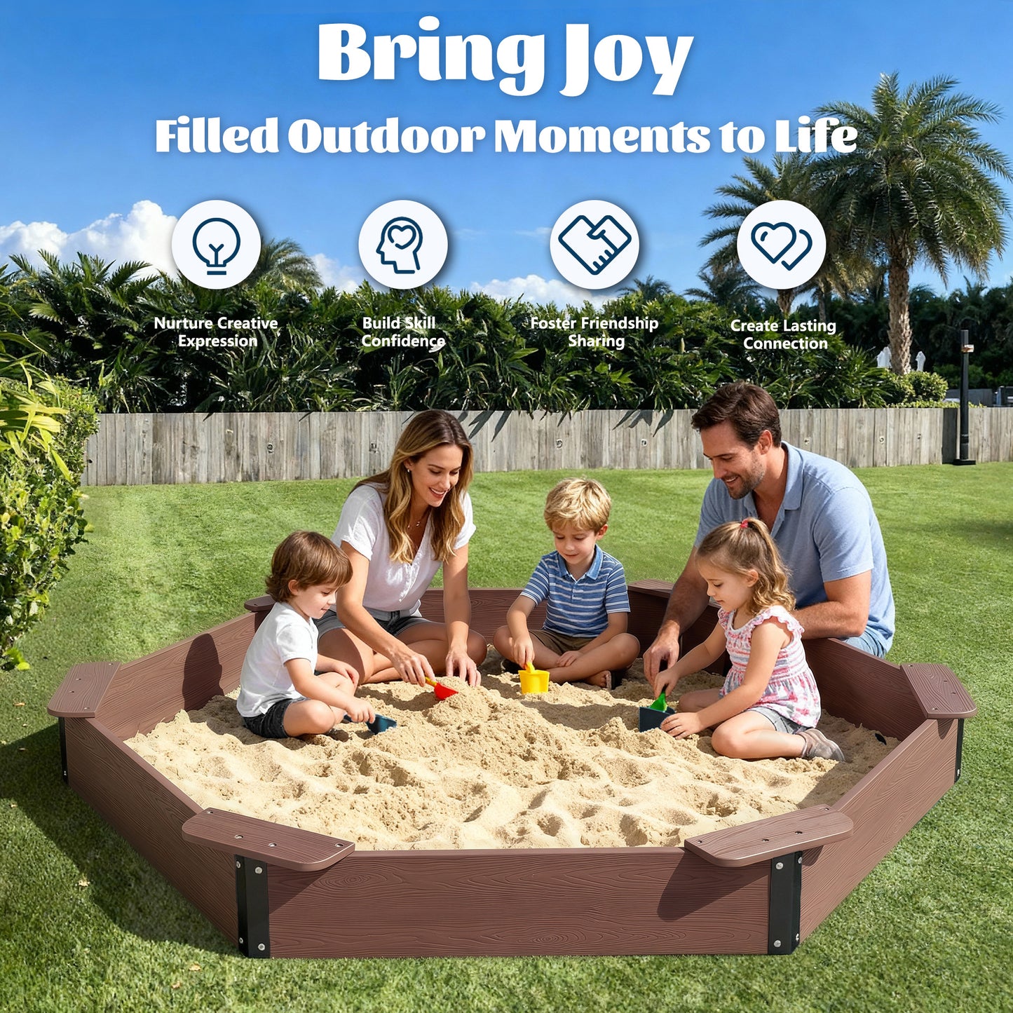 Large HDPE Sandbox with Cover & Liner - Coffee - Photo 8