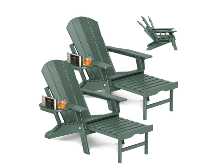 All-Weather Adjustable Adirondack Chair with Ottoman