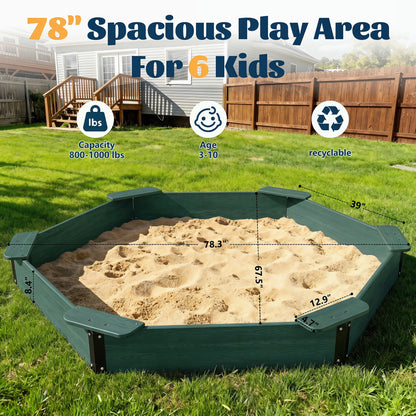 Large HDPE Sandbox with Cover & Liner - Dark Green - Photo 2