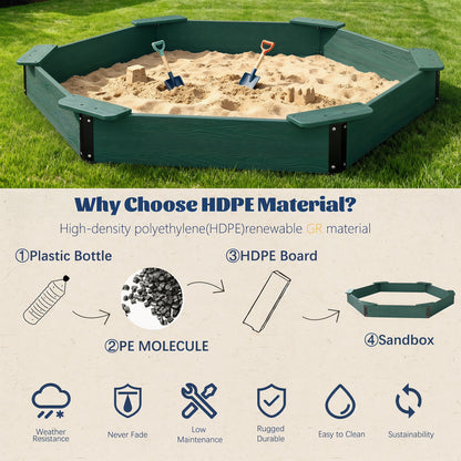 Large HDPE Sandbox with Cover & Liner - Dark Green - Photo 6