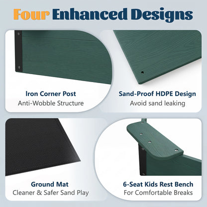 Large HDPE Sandbox with Cover & Liner - Dark Green - Photo 7