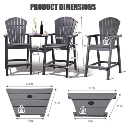 Backyard HDPE Tall Adirondack Chairs Set