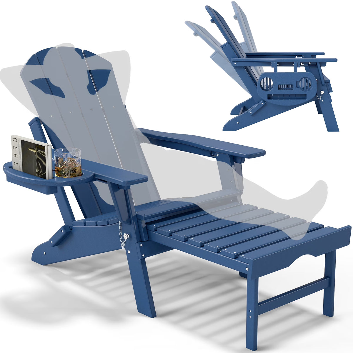All-Weather Adjustable Adirondack Chair with Ottoman