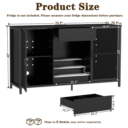Long Bar Cabinet with Rack